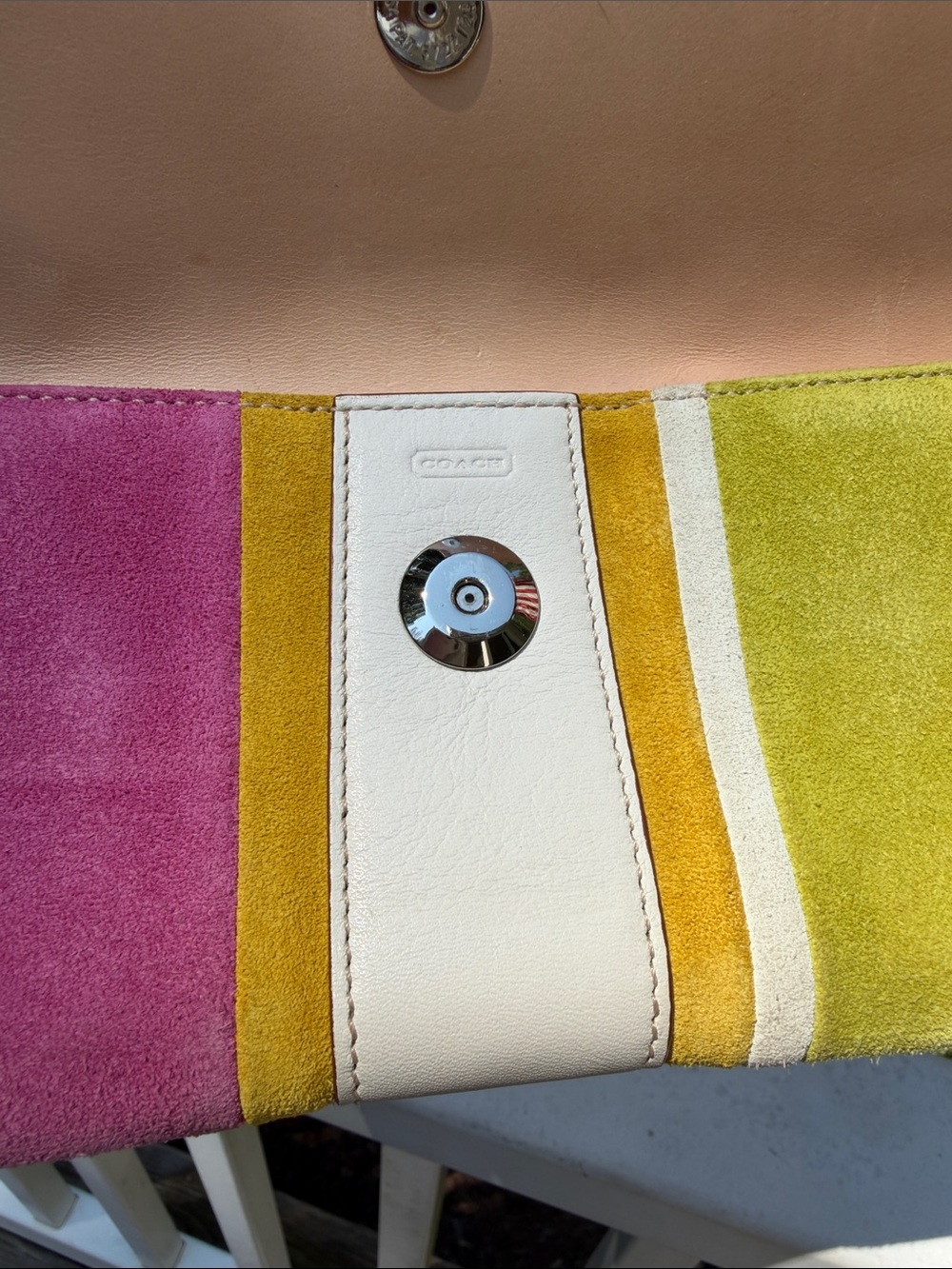 Coach Soho Wristlet/Clutch Multicolor Suede Striped, Leather Trim *VINTAGE* 2003 - Picture 17 of 17